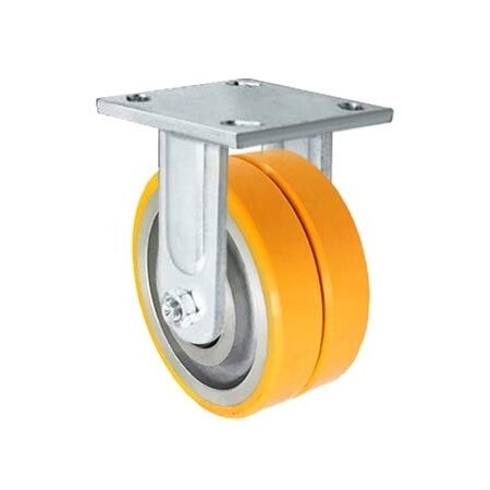 Casterhq 5"x2" Dual Wheel Rigid Fixed Caster, Polyurethane on Aluminum, Mai C47CR520DUA63MDW-03